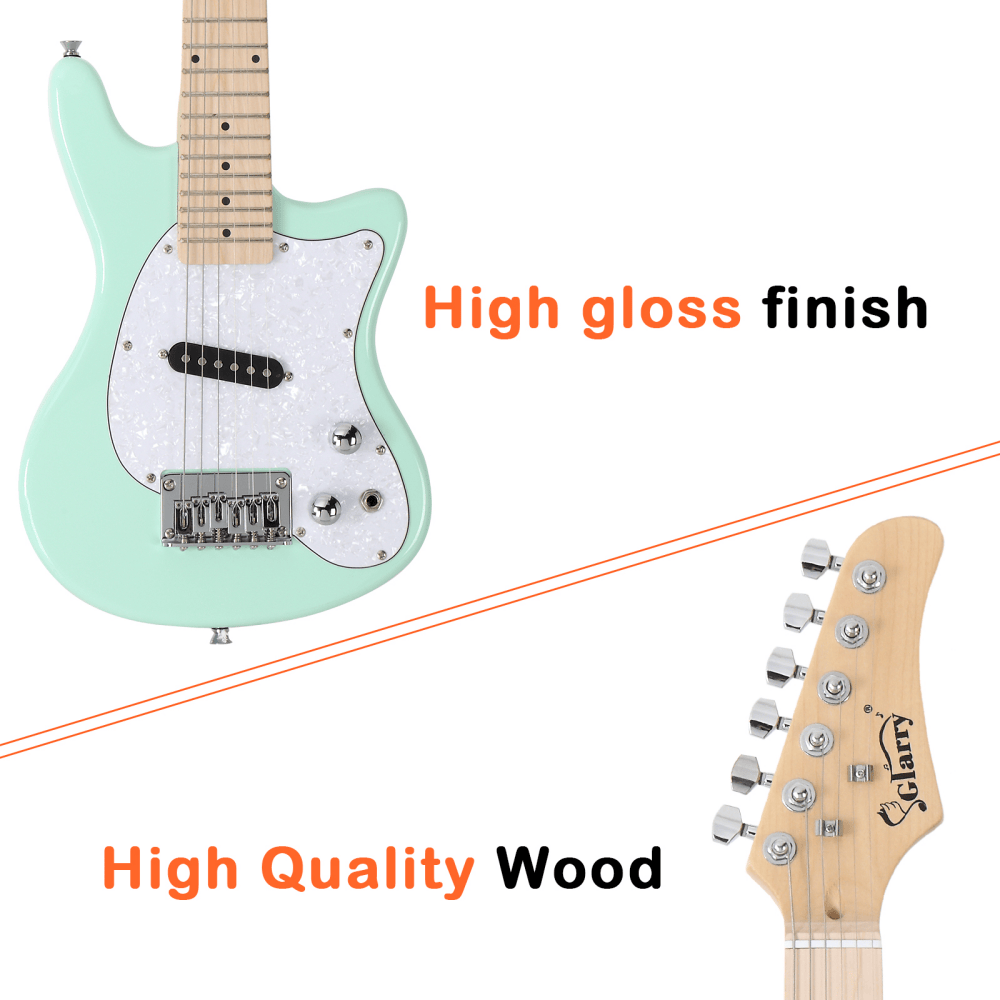 Tcbosik 30 inch Beginner Electric Guitar Starter with 5W Amplifier, Bag, Strap, Plectrum, Power Wire and Wrench Tool for Starter, Light Green