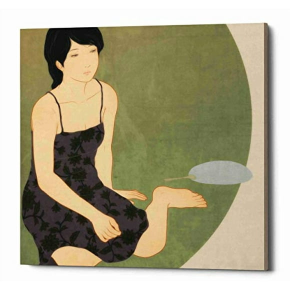Epic Graffiti Waka Kaede par Sai Tamiya Giclee Art Mural sur Toile 12 Pouces x 12 Pouces Vert