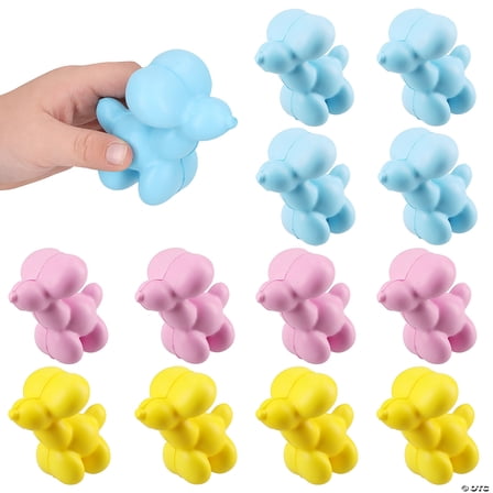 2 1/2" Balloon Dog Character Foam Stress Toys - 12 Pieces