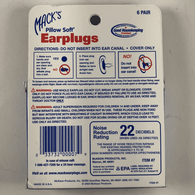 Macks Moldable siliconen stopverf oordopjes 6 paar x 3