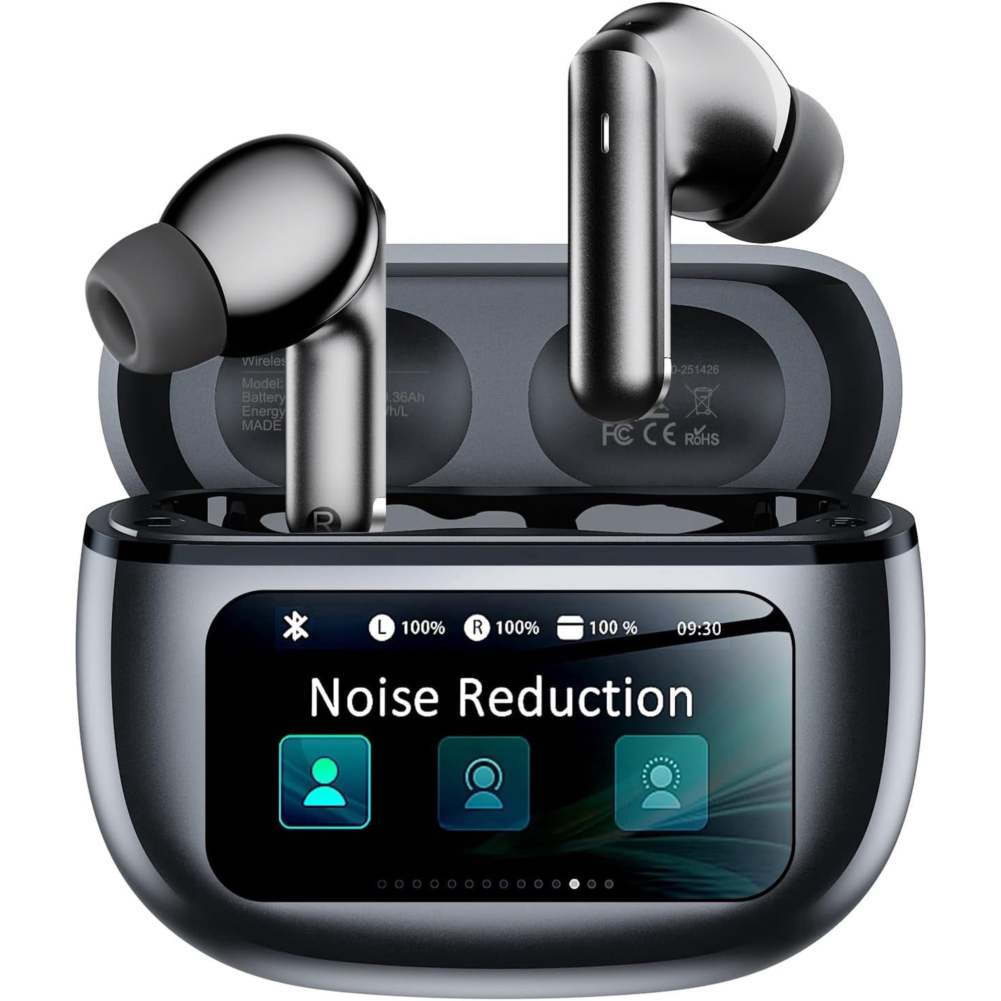 Wireless Earbuds, Bluetooth 6.0 Active Noise Cancelling Ear Buds, AI Clear Call Headphones, 40H Long Playtime, IPX7 Sports & Work Wireless Earphones, Compatible with iPhone, Android, iPad