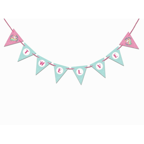 Inkdotpot I Am TwelvePre StrungParty Supplies For BoyPaper Banner UnicornBirthday Streamers