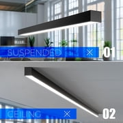 Barrina 4-Pack 5568 Remote Series LED Linear Light Fixture 2nd-Generation 4FT 45W Seamless Connection 3000K-6000K Color Changing Dimmable Office Shop Light with Remote 5568 Series Black