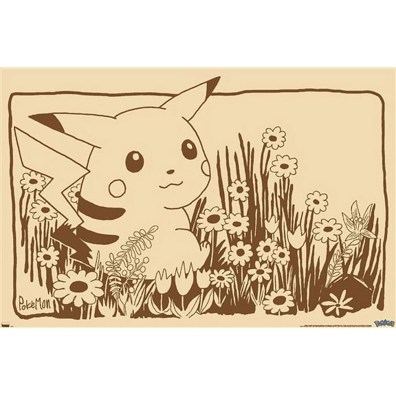 Pokemon - Pikachu Sepia Wall Poster, 22.375" x 34"