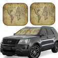 thumbnail image 1 of Balery Vintage World Map Parasol para parabrisas de coche de 2 piezas | Parasol plegable para parabrisas delantero de coche para la mayoría de sedanes-Large, 1 of 6