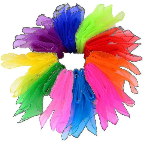 20 Pieces Dance Scarves Juggling Scarves Magic Scarves Rhythm Band Scarves, Multicolor, Square, 24 By 24 Inches