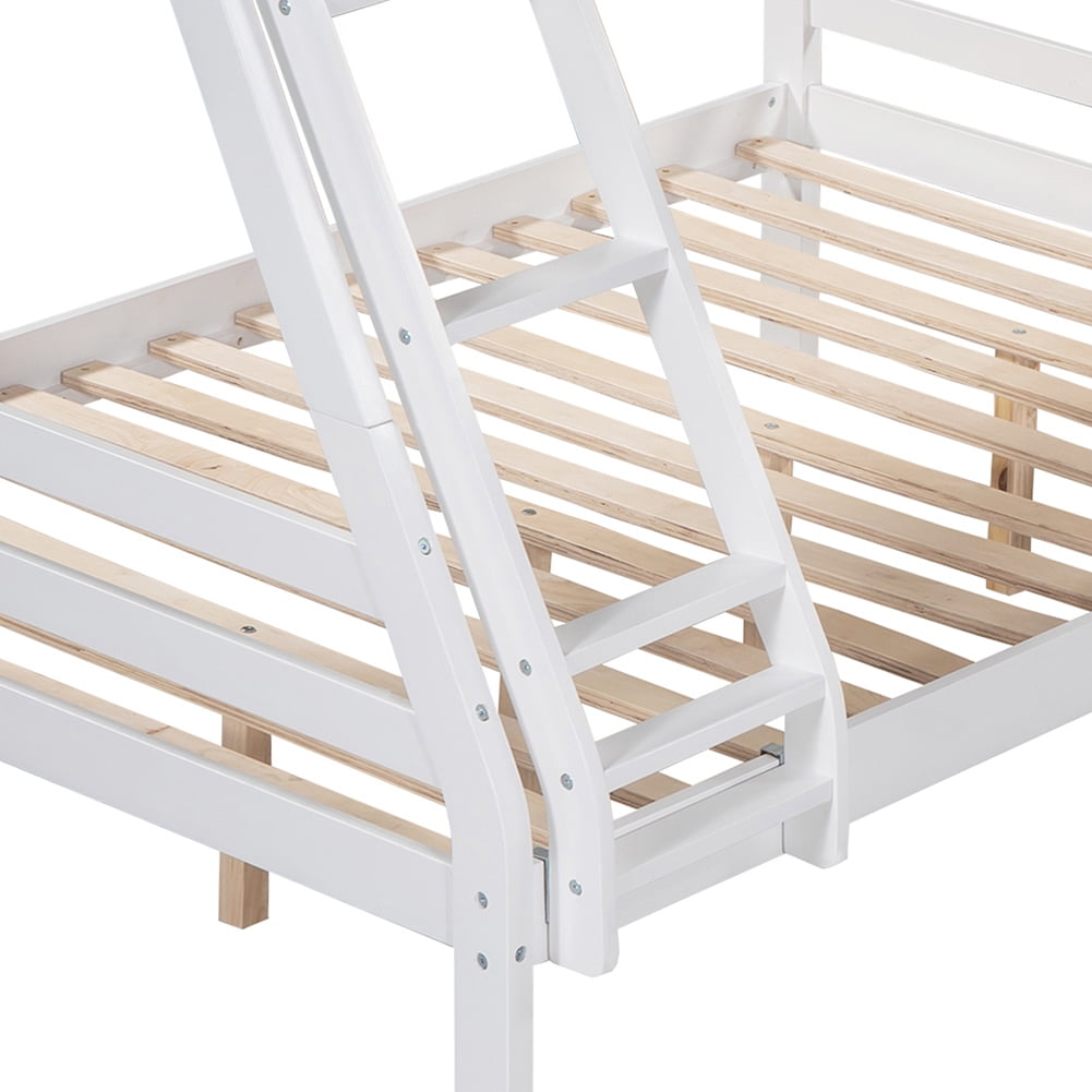 Kadyn Triple Bed Twin-Over-Twin-Over-Full Bed L Shaped Bunk Bed with Built-in Desk, White