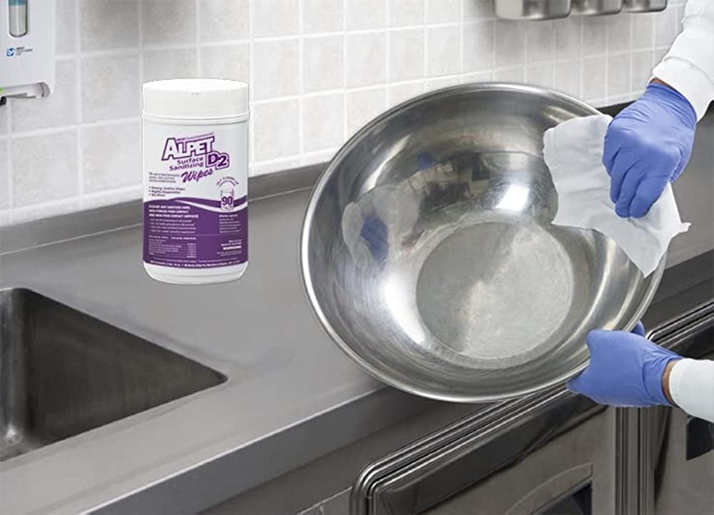 Alpet D2 Surface Sanitizing Wipes, Pre-Moistened - 160 Wipes (Case of 6)  - L72901 - Strong Lint-Less Wipes for Food Contact Surfaces, 960 Total Wipes