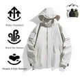 thumbnail image 2 of SERTG Mens Jacket Waterproof Hooded Workwearjacket Solid Color Long Sleeve Top Casual Outerwear with Zipper Pockets Drawstring Jacket for Men(White,4XL), 2 of 5