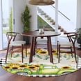 thumbnail image 4 of Round Area Rug 5 Ft, Sunflowers Washable Non-Slip Circle Carpet for Living Room/Bedroom, Spring Farmhouse Country Truck Leaf Black Plaid Low-Profile Runner Mats Collection Rugs for Indoor, 4 of 7