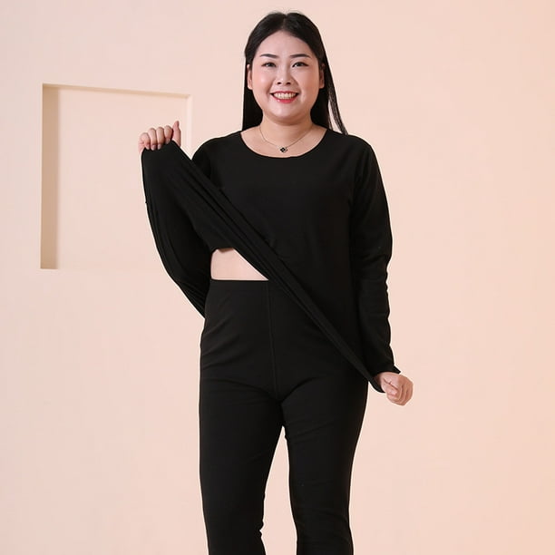 REDHOTYPE New Loose Casual Women's Thermal Clothing Set Plus Size Long  Pants Thermal Underwear Good Elasticity Home Clothes 