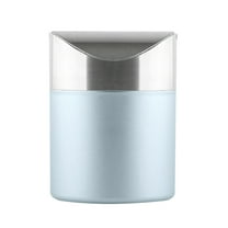 Desktop Dustbin Small Trash Can Stainless Steel Bin 1.5 L Swing Lid Fit for Bathroom Kitchen Countertop Car Office Desk
