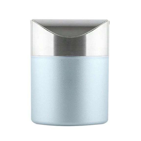 Desktop Dustbin Small Trash Can Stainless Steel Bin 1.5 L Swing Lid Fit for Bathroom Kitchen Countertop Car Office Desk