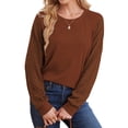 thumbnail image 4 of MOSHU Sweatshirts for Women Crewneck Cable Knit Sleeve Shirts Lightweight Fashion Womens Tops Fall Sweaters, 4 of 10