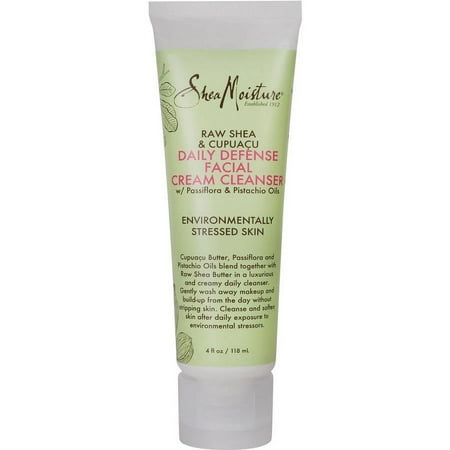 SheaMoisture Raw Shea & Cupuacu Daily Defense Facial Cream Cleanser with Passiflora & Pistachio Oils, 4 fl oz
