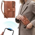 thumbnail image 2 of Small RFID Blocking Tri Fold Leather Wallet For Women, Large Capacity Compact Card Holder With Zipper Pocket, 2 ID Window For Travel, Brown (Brown, 1.00), 2 of 9