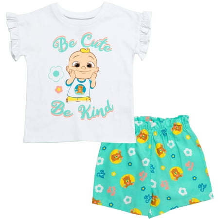 

CoComelon JJ Toddler Girls T-Shirt and Shorts Outfit Set Infant to Toddler