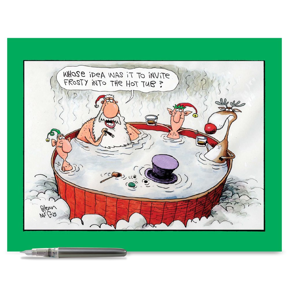 J1539XSG Jumbo Funny Merry Christmas Card 'Invite Frosty' with