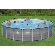 Coleman Power Steel 22’x52” Metal Frame Above Ground Pool w/ Pump, Ladder, Cover, Gray