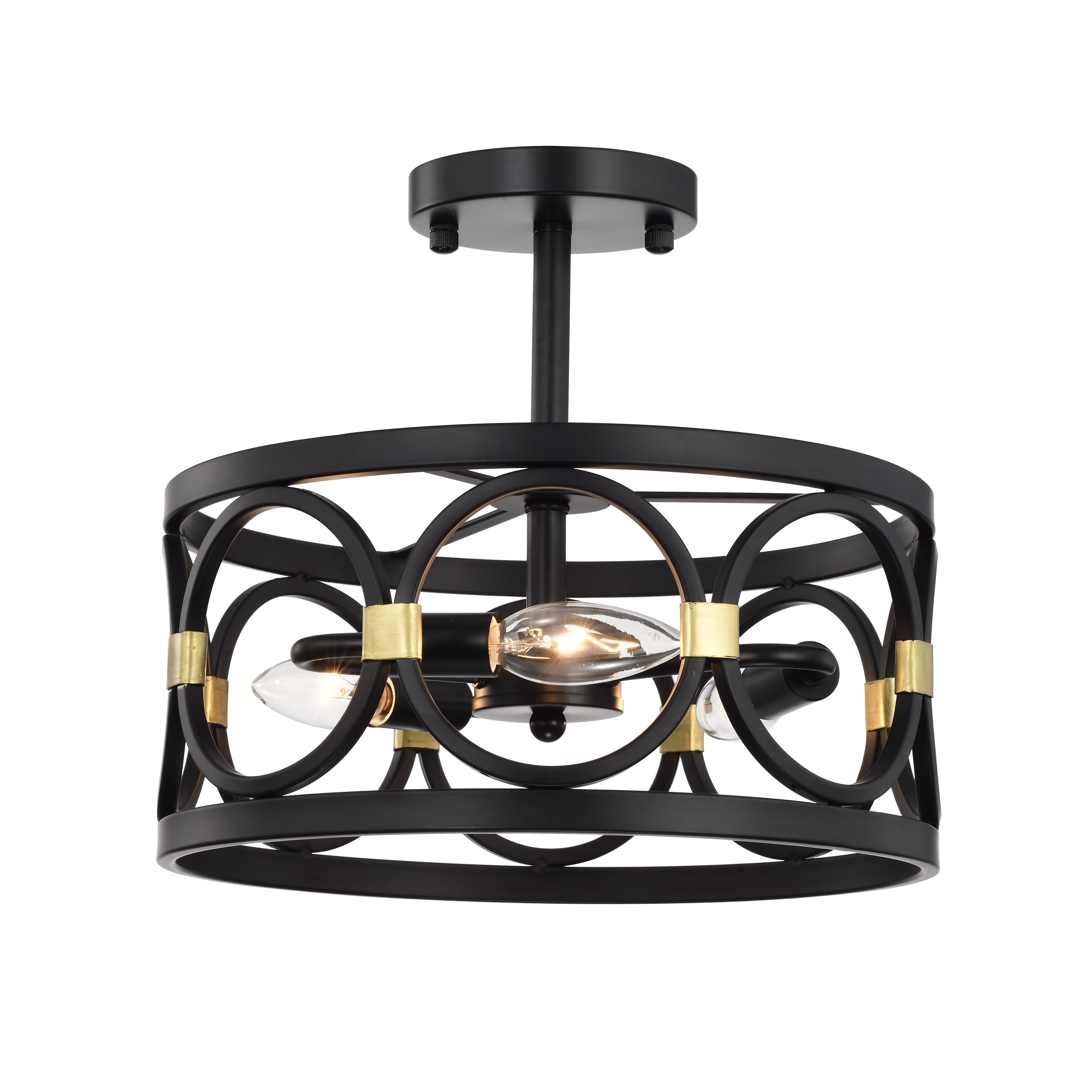 LaLuLa Farmhouse Ceiling Light 3Light Black Semi Flush Mount Ceiling