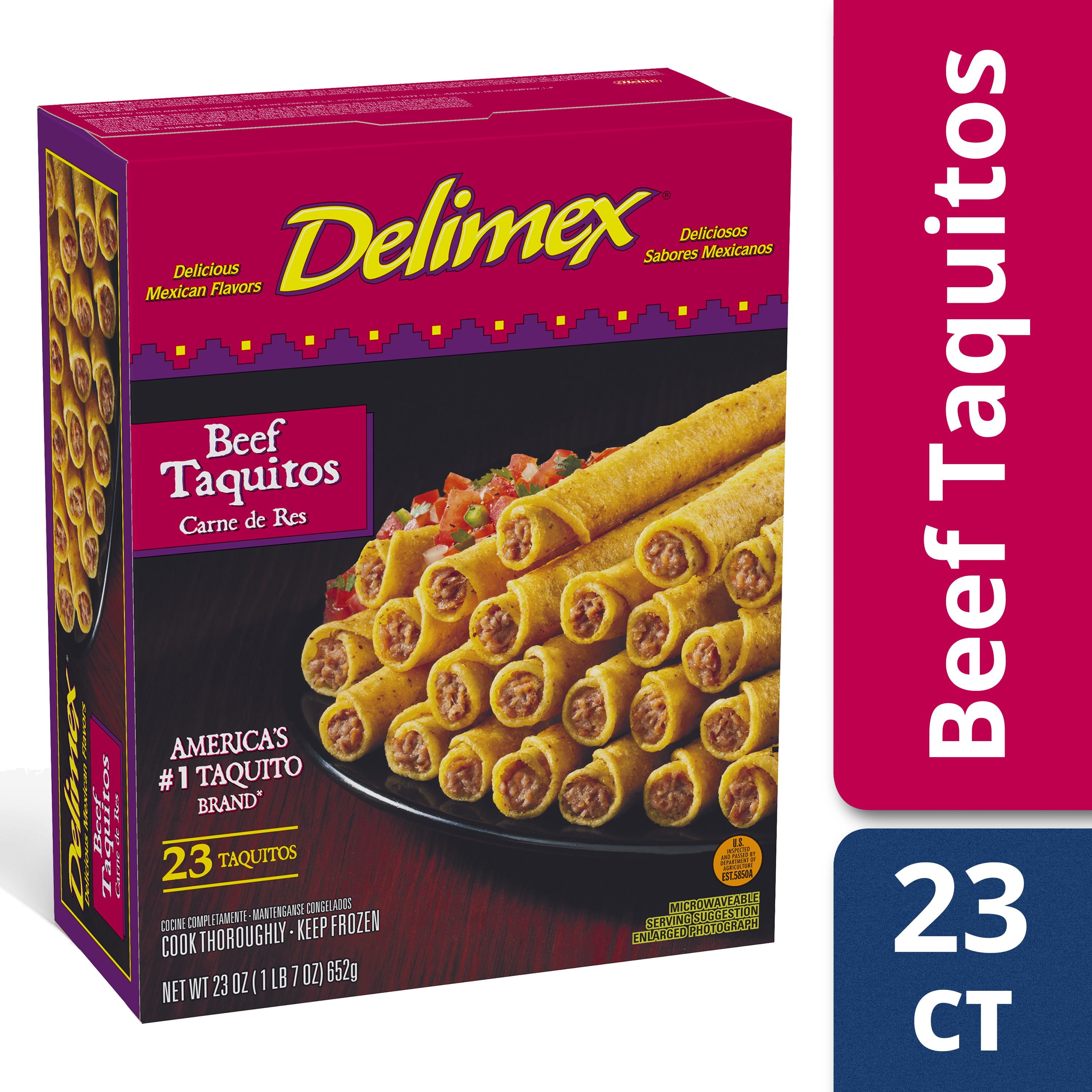Delimex Beef Corn Taquitos, Frozen Appetizer, 23 ct 23.0 oz Box