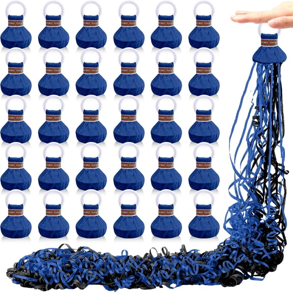 WinnerWhy 30 Pcs Graduation Hand Throw KKS1 Streamers Poppers Graduation Confetti No Mess Paper Crackers Grad Party Supplies for Graduate Birthday Party Favor Decoration(Black and Royal Blue)