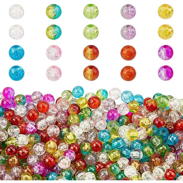 5.3 x 3.5 x 0.9 inchesYellow Pink1600 Uds. Cuentas craqueladas hechas a mano de 10 colores y 4mm, cuentas redondas de cristal para pulsera, collar, fabricación de joyas