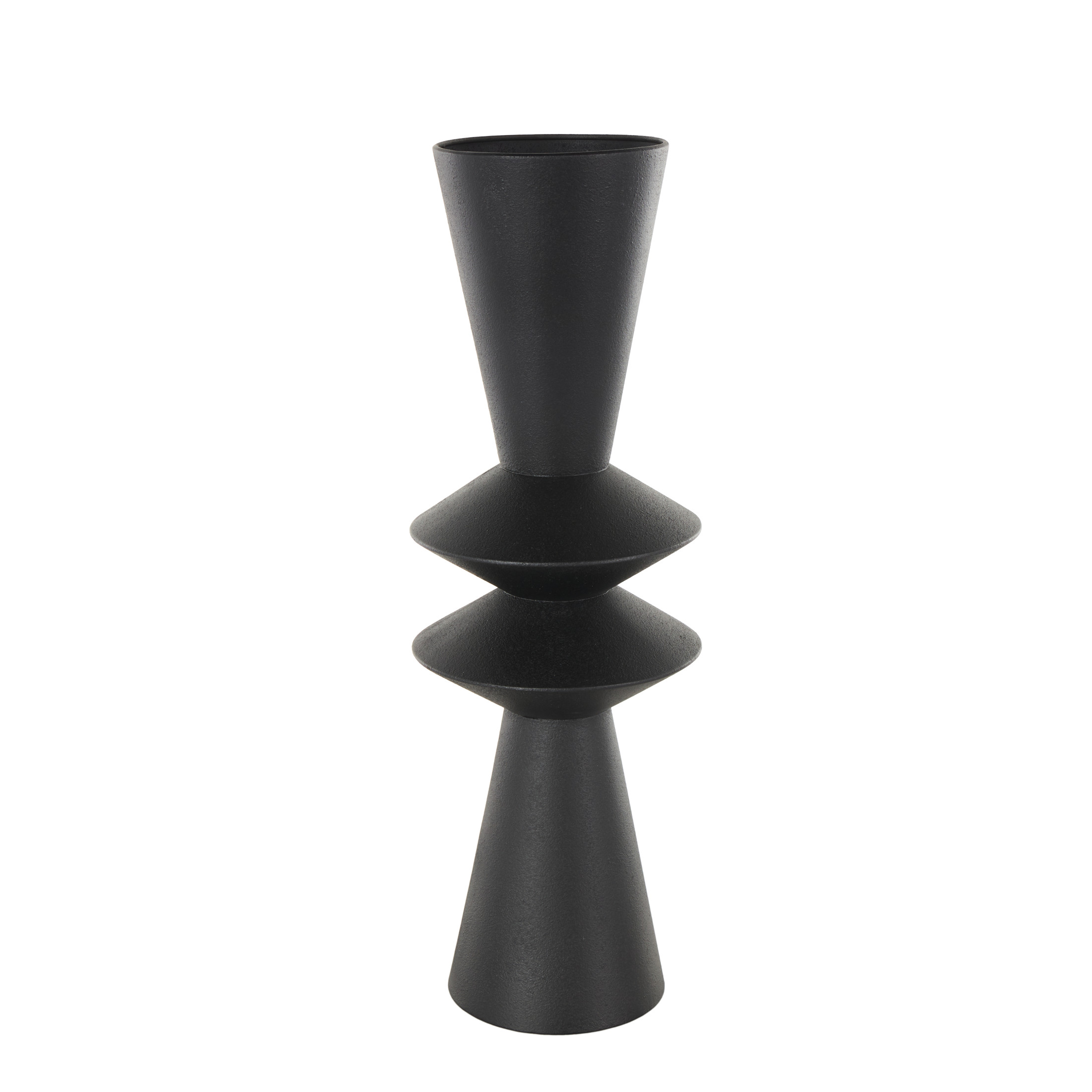 DecMode 23" Art Deco Fluted Black Metal Vase