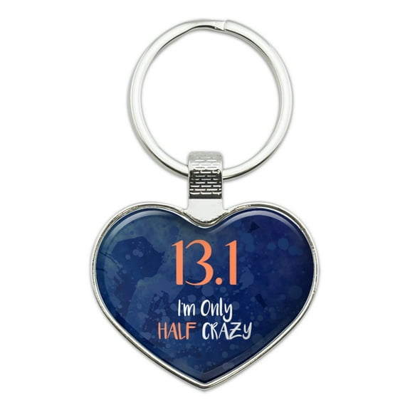 13.1 Half Marathon Half Crazy Running Runner Heart Love Metal Keychain Key Chain Ring