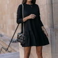 thumbnail image 3 of Vestido de color puro, vestido de manga larga para mujer, vestido suelto, elegante y moderno, 3 of 5
