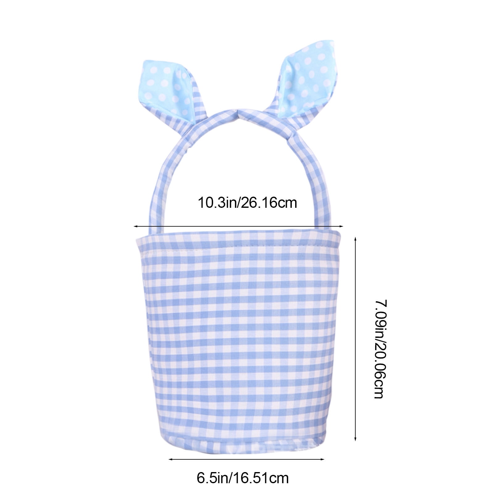 Lunxisen 2 Pcs Easter Bunny Basket Plaid Gingham Easter Buckets with Border Pleat,Cute Easter Basket Tote Easter Eggs Hunt Bag,Easter Decorations,Candy Gifts Storage
