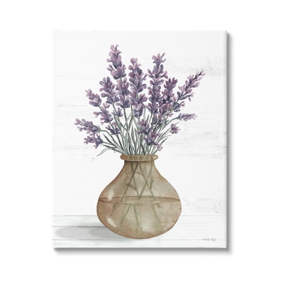 Stupell Country Lavender Sprigs Vase Botanical & Floral Painting Gallery Wrapped Canvas Print Wall Art