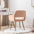thumbnail image 7 of KCC Furry Desk Chair, Mid-Century Modern Accent Armchair with Faux Fur for Teen Girls, Dining Chair With Wood Look Metal Legs Living Dining Room, Home Vanity Makeup Office No Wheel, Camel, 7 of 7