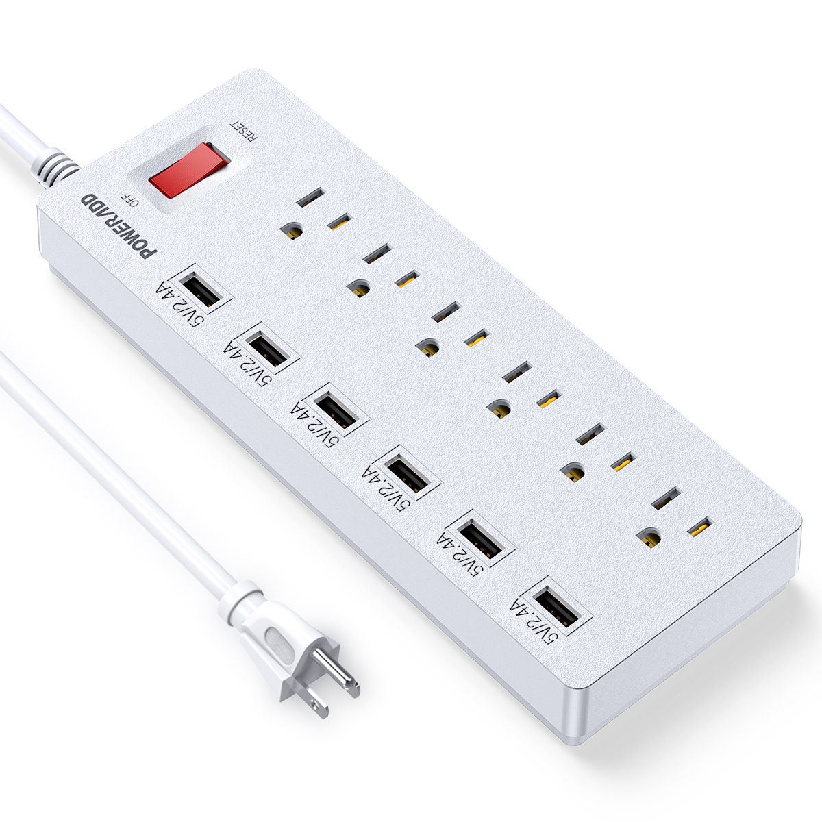 Poweradd 900 Joules Power Strip 6Outlet Surge Protector with 6 USB