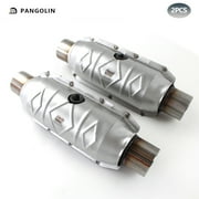 PANGOLIN 2Pcs Universal Catalytic Converter 2.5" Inlet Outlet EPA Catalytic Converter High Flow Stainless Steel Replace Part OE 99306HM