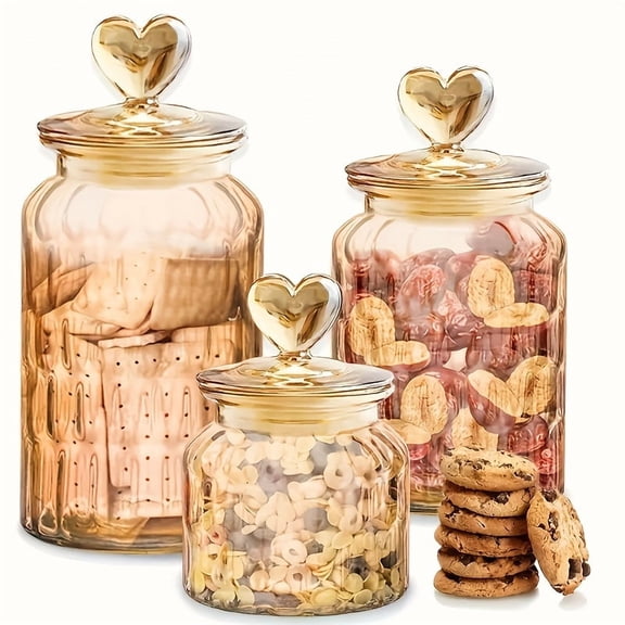 3-Pack Glass Food Storage Containers with Snap-Lock Lids, Leakproof Pantry Jars for Flour Coffee
