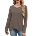 thumbnail image 5 of FAIWAD Long Sleeve Tops for Women Crew Neck Button Decor Knit Tunic Tops Casual Fall Winter Layering Blouse, 5 of 9