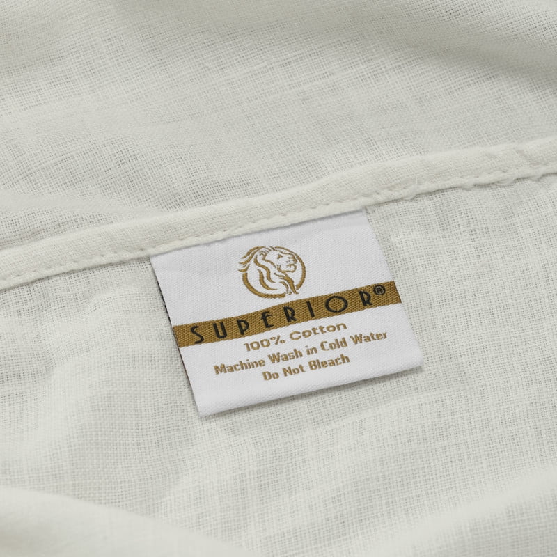Superior Chloe 100% Cotton Percale Linen Texture Bed Sheet Set, Queen, Ivory