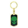thumbnail image 4 of Alien Face Stainless Steel or 18k Gold Premium Swivel Dog Tag Keychain, 4 of 10
