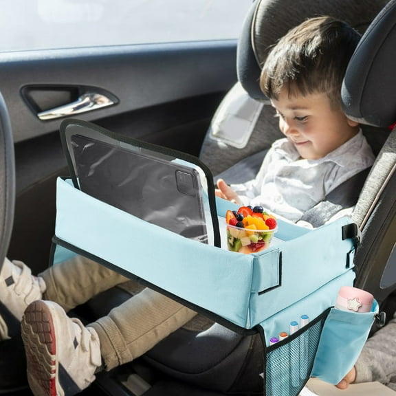 Tcwhniev Kid Travel Tray Portable Toddler Car Seat Tray Foldable Car Seat Table Practical Airplane Activity Table for Children Boy Girl