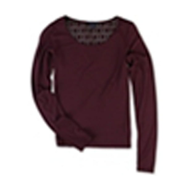 Aeropostale - Camiseta básica con espalda de ganchillo para mujer, rojo, mediano