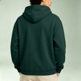 thumbnail image 5 of Men's Solid Color Pullover Hoodie, Long Sleeve Loose Fit Fall Casual Streetwear Sweatshirt with Front Pocket Army Green L, 5 of 5