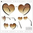 thumbnail image 2 of Womens Retro Bubbly Heart Shape Metal Rim Sunglasses Gold Brown - Brown, 2 of 8