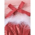 thumbnail image 6 of Wassery Kids Girls Christmas Dress Christmas Cosplay Party Clothes Ruched Fluff Trim Tulle Tutu Mini Dress with Santa Hat Christmas Costume 6M-5T, 6 of 9