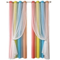 Blackout Curtains for Bedroom with White Sheer Layered | 39"W x 51"L Multicolor Polyester Bedroom Curtain Panel for Bedroom Living room | Curtains Pack of 2 with Metal Grommets