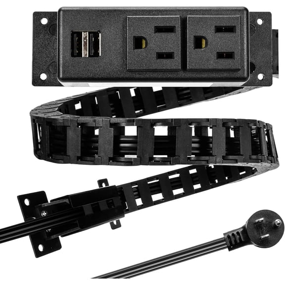 Briidea Drawer Outlet Kit with Two 15Amp AC Outlets, a Necessary Storage Assistant for Bathroom, Bedroom, KitchenBlack