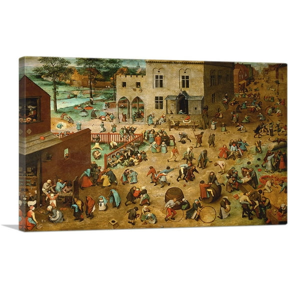 ARTCANVAS Children's Game 1560 Canvas Art Print by Pieter Bruegel the Elder - Size: 26" x 18" (0.75" Deep)