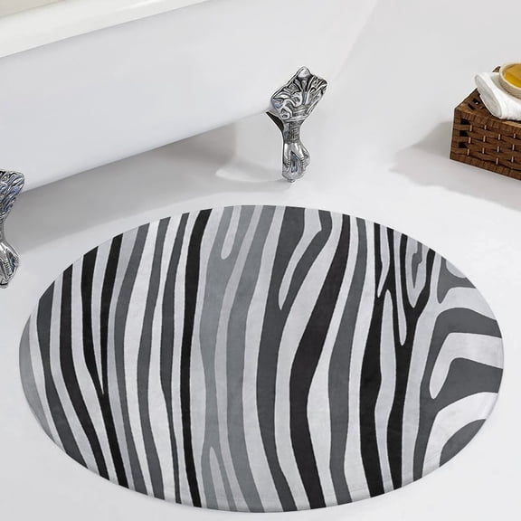 Zebra Pattern Created Grey Black Colour Round Carpet Circle Rug Outdoor Patio Area Rug Washable Large Area Rugs Hallway Room Decor Fitness Mats
