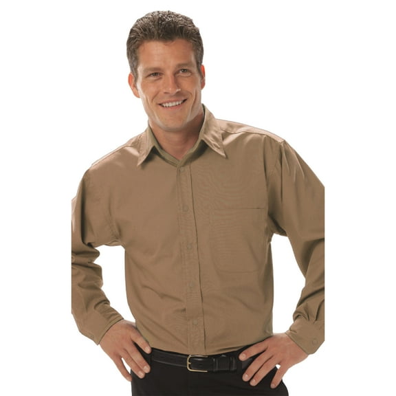 BlueGeneration Mens L/S Peached Fine Line Twill - Tan 2 Extra Large Solid