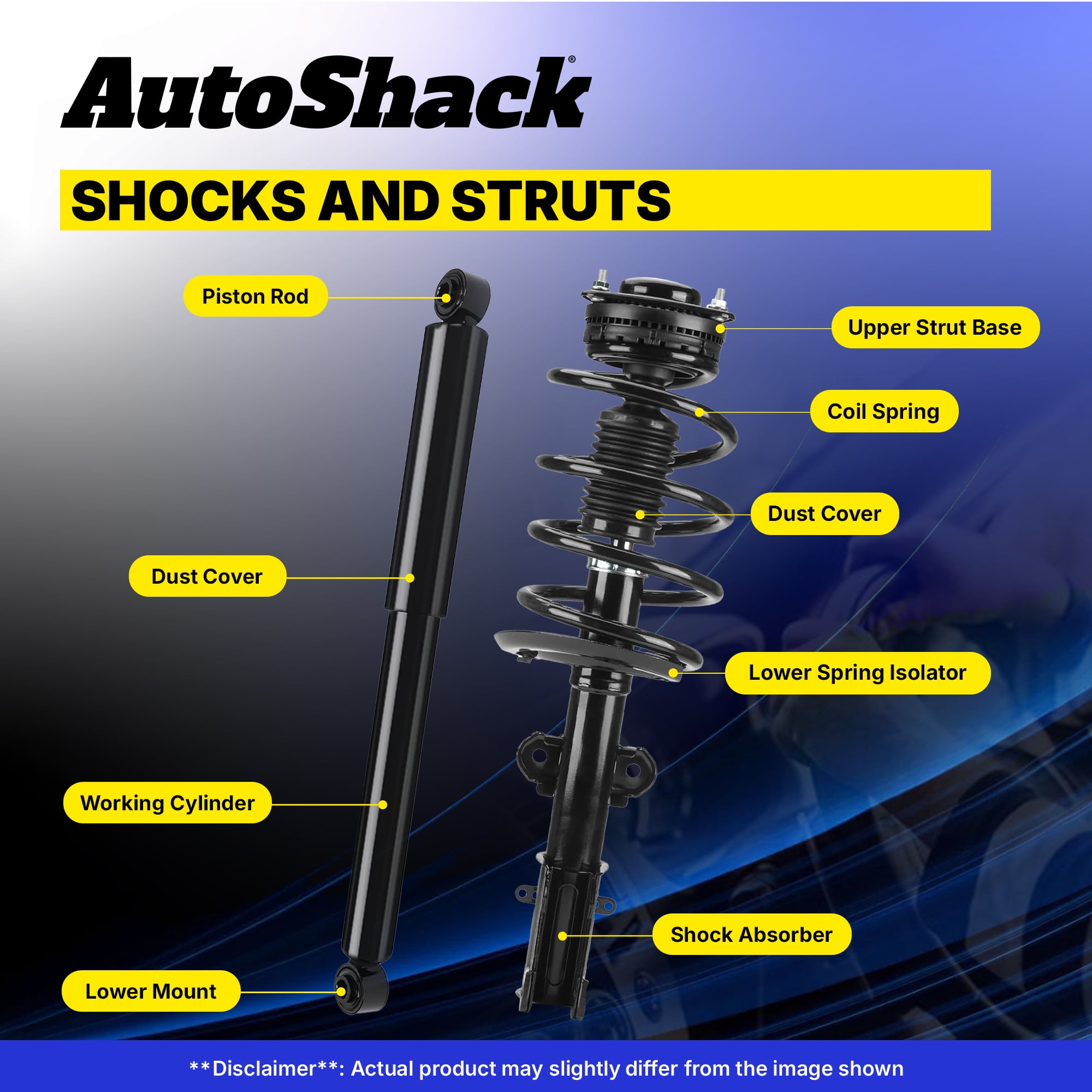 AutoShack Front and Rear Complete Strut & Coil Spring Assemblies & Shock Absorbers - Driver and Passenger Side for Hyundai, Elantra 2007-2010, FWD L4 2.0L